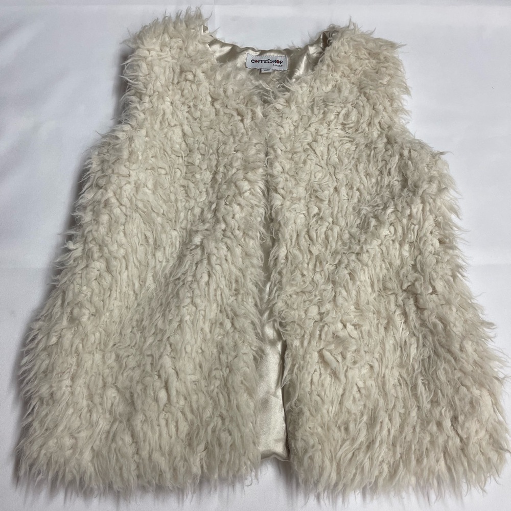 CoffeeShop Girls Faux Fur Vest Cream White Size XL